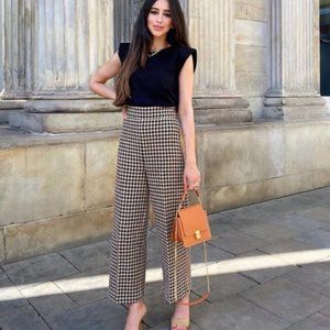 NWOT Zara Houndstooth Wide Leg Pants